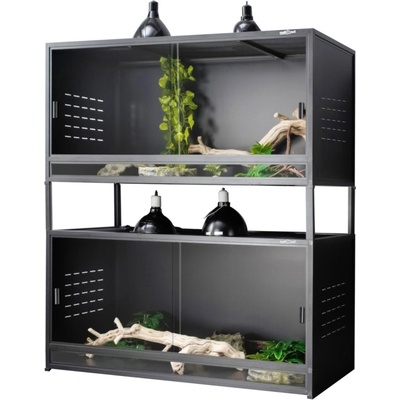 Invital sada 2 hliníkových terárií 100 x 40 x 40 cm a stohovacieho kitu 25 cm