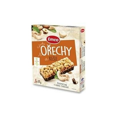 Emco ořechové tyčinky Ořechy a kešu 3 x 35 g