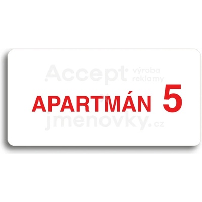ACCEPT Piktogram APARTMÁN 5 II - bílá tabulka - barevný tisk bez rámečku