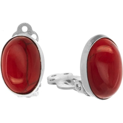 Argento Stříbrné náušnice klipsy - přírodní kámen jaspis 67236
