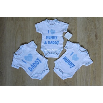 Image 1 of Nursery time Комплект 3 бодита I love. . . , 0м, 0/3м, 3/6м /за момче/