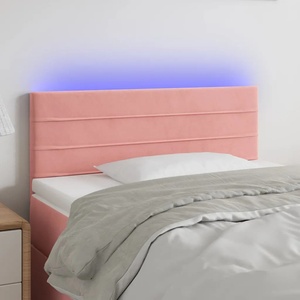 vidaXL LED горна табла за легло, розова, 80x5x78/88 см, кадифе (3121787)