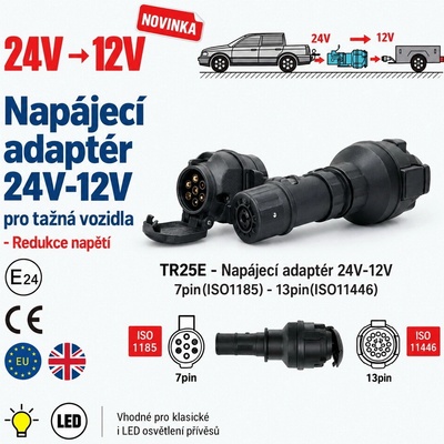 Napájecí adaptér 24V-12V 7pin(ISO1185) - 13pin(ISO11446)