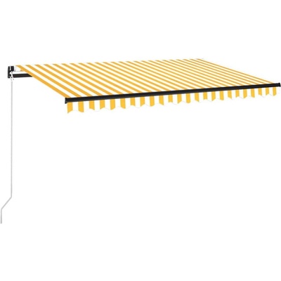 Greatstore Ručně zatahovací markýza 400 x 350 cm žlutobílá