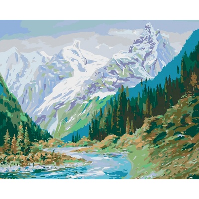 Zuty Malování podle čísel Hory na Kavkaze 80 x 100 cm bez rámu a bez vypnutí plátna