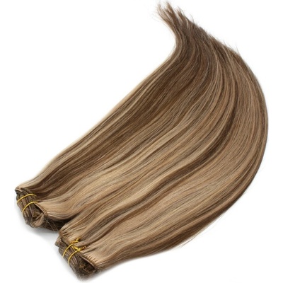Clip in maxi set 43cm pravé ľudské vlasy - REMY 140g - tmavý melír