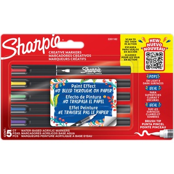 Image 1 of Sharpie Комплект маркери Sharpie Acrylic Brush, 5 цвята, блистера (32530-А)