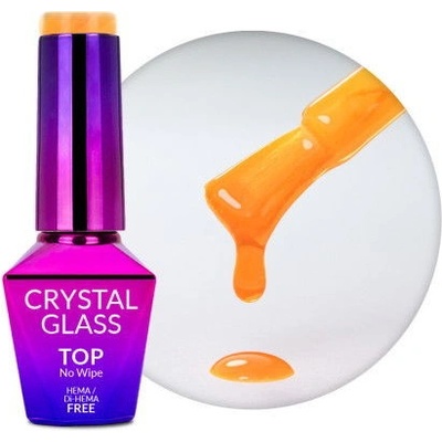 Molly Nails farebný top coat Crystal Glass oranžový 10 g