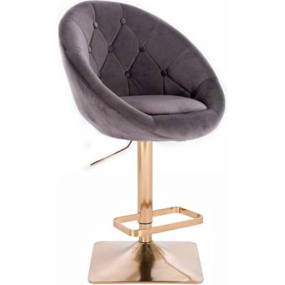 LuxuryForm Design Vera Velur na zlatej hranatej podstave tmavo šedá