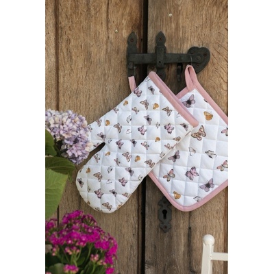 Clayre & Eef Balvnená Chňapka podložka s motýlikmi Butterfly Paradise 20 x 20 cm