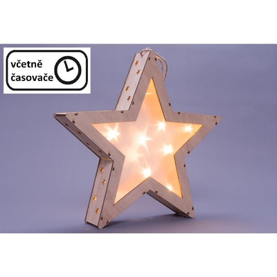 Vianočná drevená hviezda s 3D efektom 10 LED