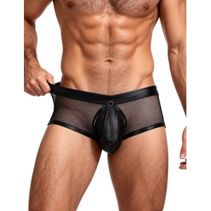 SuperLove Sexy Mesh Openable Crotch Men Boxer 259 Black XL
