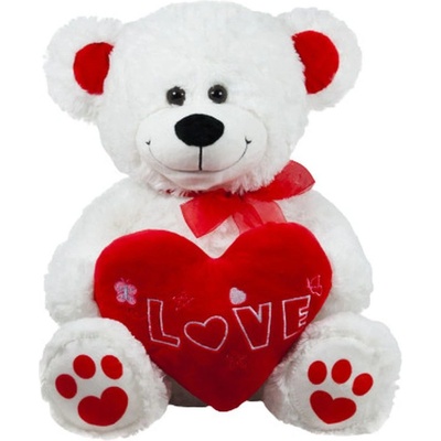Амек Тойс Плюшена играчка Амек Тойс - Бяло мече с червено сърце, 45 cm (040131-1)