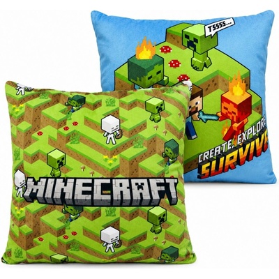Manenti Obojstranný vankúš Minecraft motív Survive 38 x 38