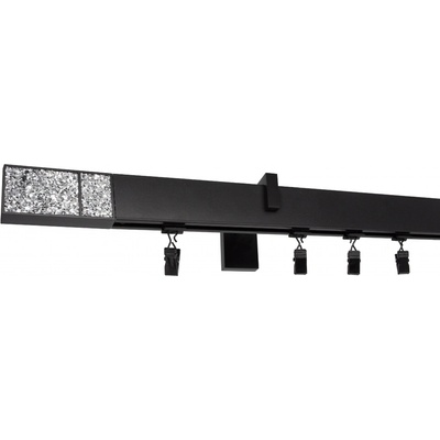 Kovovégarnýže Garnýže Square line modern crystal light černá matná Jednořadá, 201-250cm, jezdec s háčkem