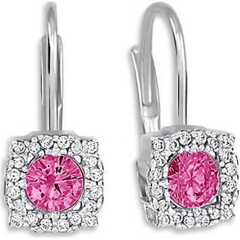 Soliter Štvorcové visiace náušnice s fuksiovými kryštálmi 239 001 00976 0700700