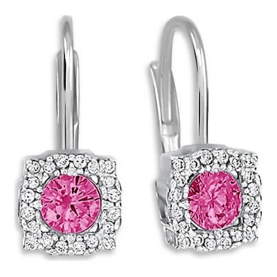 Soliter Štvorcové visiace náušnice s fuksiovými kryštálmi 239 001 00976 0700700