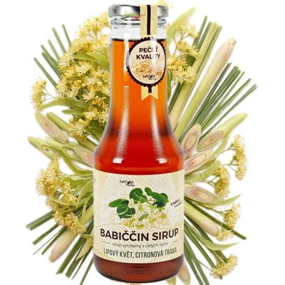 Nature NoTea Babičkin bylinný sirup Kvet lipy s citrónovou trávou 0,5 l