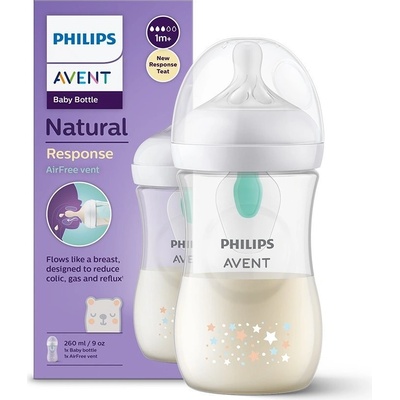 Philips Avent láhev Natural Response s ventilem AirFree medvěd bílá 260 ml