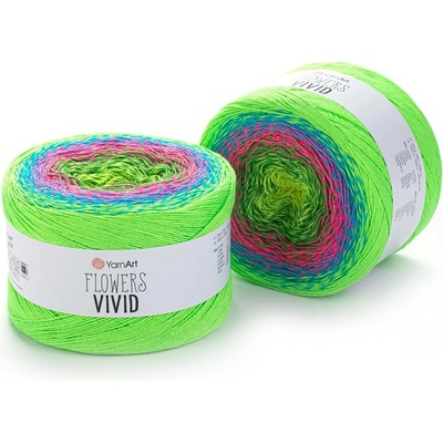 Yarn Art Flowers Vivid 506 žlutozelená, růžová, tyrkysová, neonově zelená
