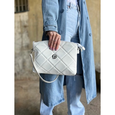 Dvojpriehradková crossbody kabelka GS-301-white/silver