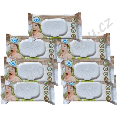 Dada vlhčené bavlněné ubrousky Extra care Naturals s víčkem 7 x 64 ks
