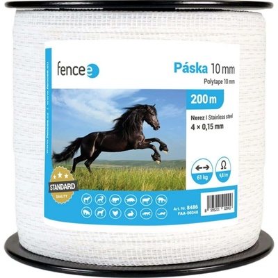 fencee Páska pro elektrický ohradník, šířka 10 mm, bílá, délka 200 m