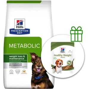 Hill's Hill s Prescription Diet Metabolic Регулация на теглото гранули за кучета 4 кг + Лакомства безплатно