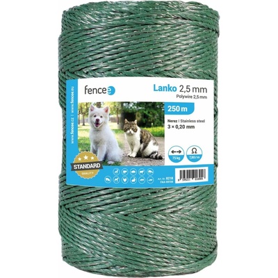 Lanko na elektrický ohradník, priemer 2,5 mm, zelené, dĺžka 250 m