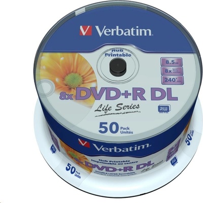 Verbatim DVD+R 8,5GB 8x, printable, spindle, 50ks (97693)