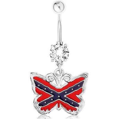 Šperky eshop piercing do pupíku ocel motýl motiv americké jižanské vlajky PC20.05