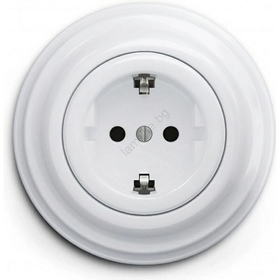 Reblig - Ретро домашна розетка с рамка SCHUKO 230V/16A снежнобяла (RG0151G)