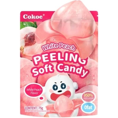 Cokos Cokoc plněné gumové bonbóny s příchutí bílá broskev 75g