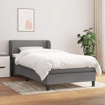 vidaXL Боксспринг легло с матрак, тъмносиво, 100x200 см, плат (3126062)
