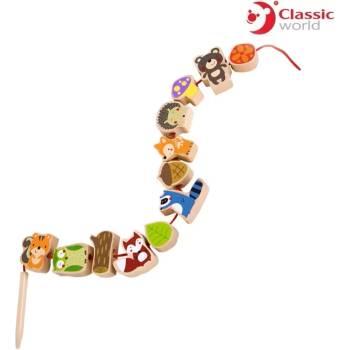 Image 1 of Classic World Дървена играчка за нанизване - мъниста Горски животни - Classic World