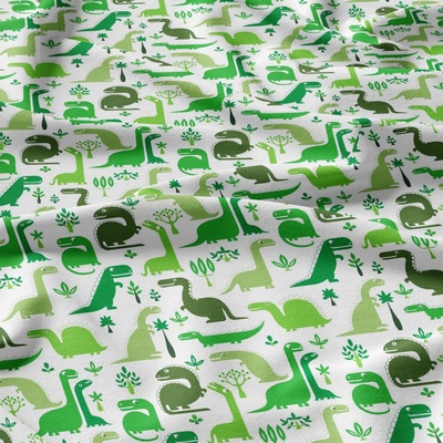 Bavlnená látka vzor zelený dinosaury, metráž 160 cm