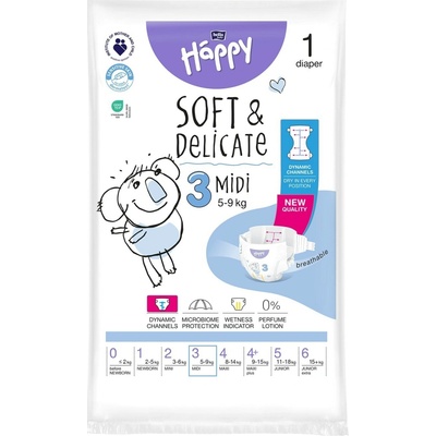 Bella Baby Happy Soft&Delicate Midi 3 5-9 kg 1 ks