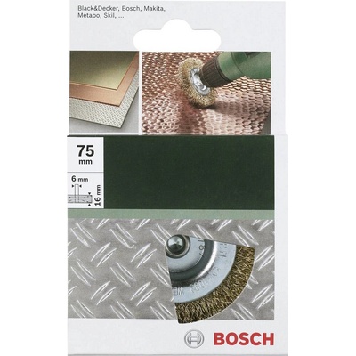 Bosch Accessories Kotúčové kefy pre vŕtačky – krimpovaný drôt, pokovované mosadzou, 75 mm D= 75 mm, Šírka= 16 mm Ø driek