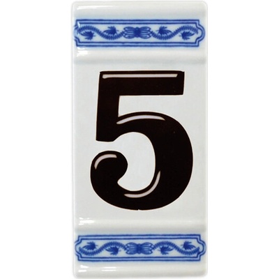 Cibulák Číslo na dom 11cm rámček stred "5" Český Porcelán Dubí