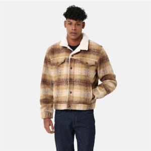Levi's Men's Plaid Sherpa Overshirt - Plaid Curry