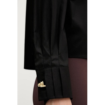 HUGO BOSS Памучна риза hugo дамска в черно със свободна кройка с класическа яка 50550548 (50550548)