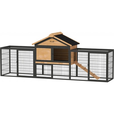 PawHut dřevěná králíkárna Minni 2170 x 530 x 860 mm – Zboží Mobilmania