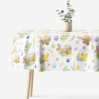 Goldea veľkonočný oválny teflónový obrus symboly veľkej noci 140x240 cm
