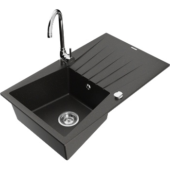 Mexen Cesar гранитна мивка с 1 кош и отцедник и кухненски смесител Telma, (6514-75-670200-00)