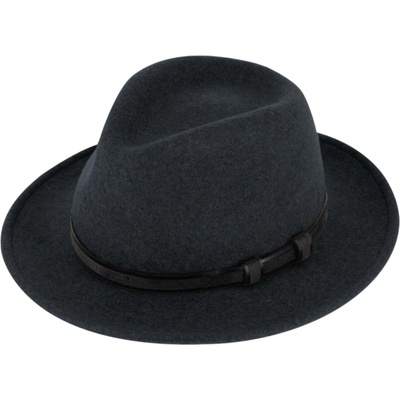 Fiebig cestovní klobouk fedora Traveller melanž voděodolný a nemačkavý krempa stahovatelný potní pásek modrý