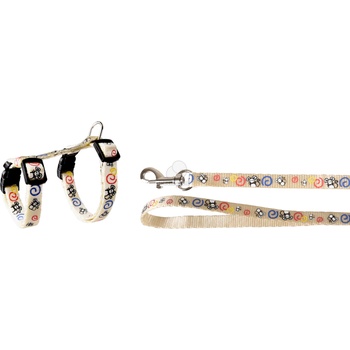 Image 1 of Flamingo нагръдник и каишка за котка с мишки - бели 1 бр