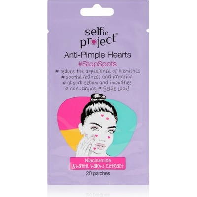 Selfie Project Anti-Pimple Hearts náplasti na problematickou pleť s niacinamidem 20 ks