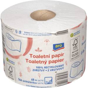 aro Тоалетна хартия aro Recycled, двуслойна, 68 м, 12 бр