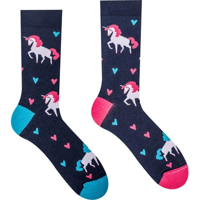 Veselé dámske ponožky Unicorn modrá tmavá