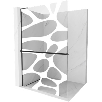 Mexen Kioto+ L душ кабина с рафт Walk-in 70 x 200 cm, бяла вълна, черна - 800-070-123-70-97 (800-070-123-70-97)